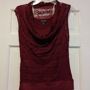 Heartsoul Mock Cowl Neck Lace Sleeveless Top